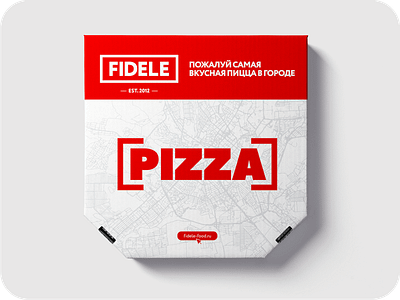 Piizza box FIDELE branding design food delivery packaging