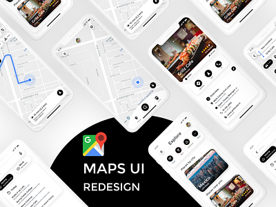 Google Maps Minimal UI Redesign adobexd adobexduikit animation app app ui branding design google google maps illustration ios map maps redesign travel typography ui ui design ui illustration ui ux