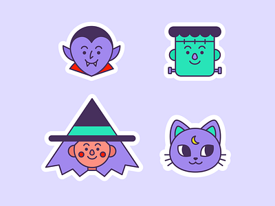 Spooky Halloween Icons cat cute flat design frankenstein halloween icon icon set icons illustrator logo spooky vampire vector witch