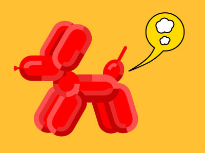 Leaky balloon dog illustration vector