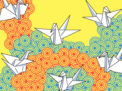 Paper Flight illustration origami paper crane vector