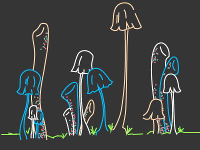 Glowie Shrooms illustration lines mushrooms vector
