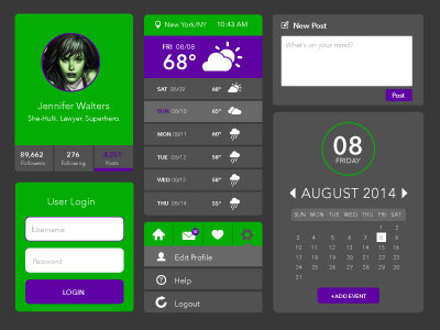 Superhero Themed UI Design – She-Hulk