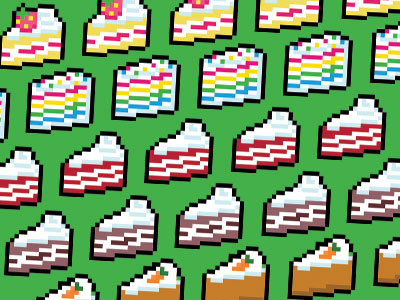 16-Bit Snacks - Cakes 16 bit cake gaming pixel art vector