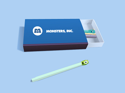 Monsters Inc. matchbox flat illustration pixar vector