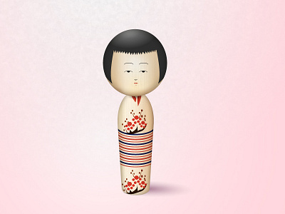 Kokeshi dolls icon illustration