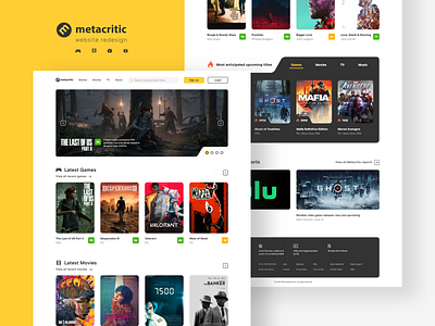 metacritic website concept adobexd gamingwebsite homepage landing metacritic moviewebsite ui uidesign uiux uxdesign webdesign website webui webux