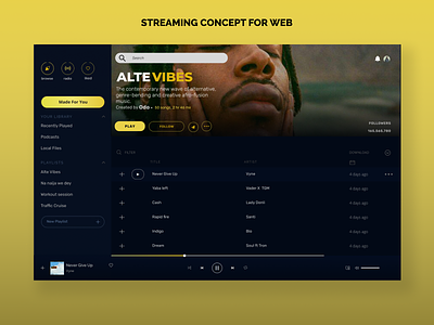 Web streaming concept design music ui ux web webdesign design web