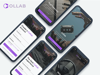 Collab app design music onboarding sign up ui ux web