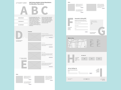 A Modern Eden Wireframes exploration sketchapp wireframes