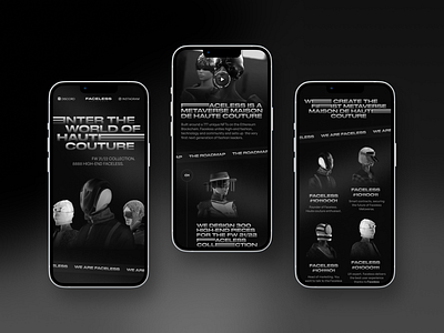 Faceless. Mobile version black branding cryptocurrency dark fade fashion font mobile mobile design nft smoke typography ui ux website website design