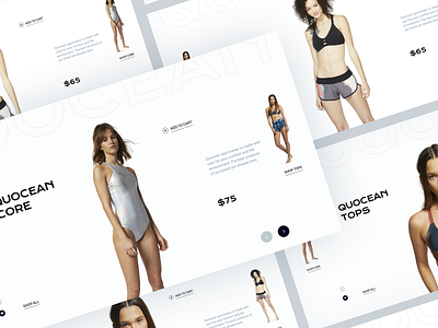 Quocean. Eco-friendly sportswear website. V3 branding concept design ecology ecommerce fashion girls grid ocean sport sustainable ui web design website