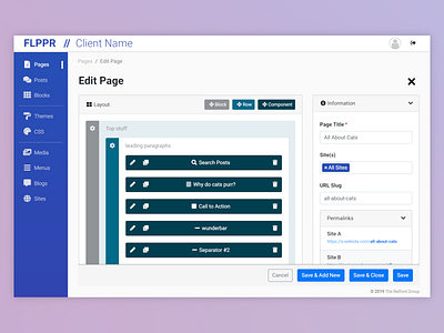 FLPPR - Page Builder admin bootstrap 4 drag and drop font awesome google fonts select2 ux web design
