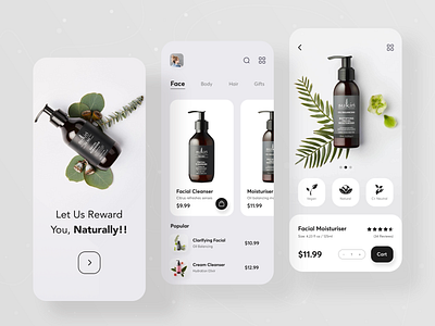 Beauty Product Shop App app ui beauty beauty app beauty shop ecommerce ecommerce app facial ios lifestyle mobile app online store app product product app shop shopify skincare app trendy ui ux design ui design ui ux