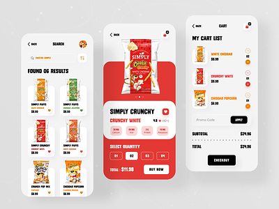 Cheetos Snacks Product App 🍿 app design app ui cheetos chips food food app foodies lays mobile app mobile ui popcorn potato product app product design shop shopify shopping cart snacks ui ux