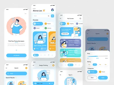 Education: Online Course Mobile App 📚 calss course course app education elearning ios ios app learn learning lesson lesson app mobile app mobile application mobile ui online course orizon student study app ui ux ui ux design