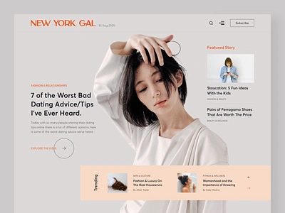 NEW YORK GAL - Magazine Website Concept art direction article beauty blog blog article career creative editorial exploration fashion landing page magazine new york gal news orizon ui ux design ui ux webpage website whitespace