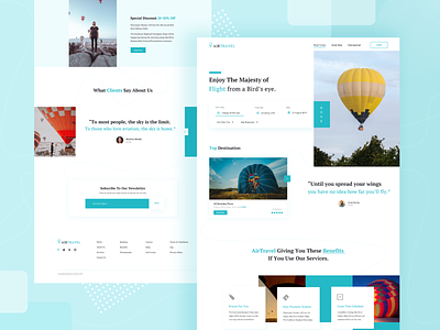 AirTravel : Travel Landing Page air ballon booking color creative dribbbble flight fly landing page minimal psd design psd template template travel travel agency traveling ui ux design ui ux uiux designer website