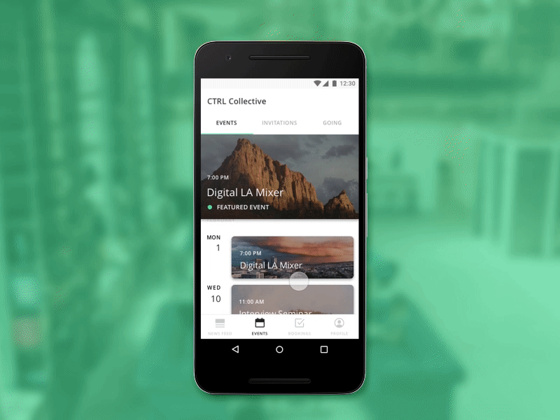 Coworking Space Event Lists android event gif ui ux