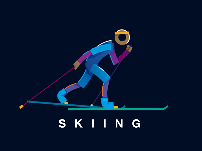 SKIING avter effects dark giv icon illustrator line icon man motion graphics paint stroke pictogram ski stroke style winter sport