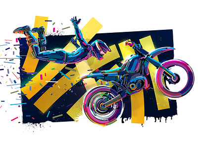 MOTO freestyle bike cg digital art freestyle illustration illustrator jump light line man moto photoshop smear stroke