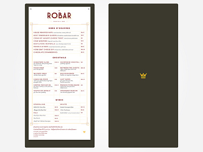 Robar Menu Design