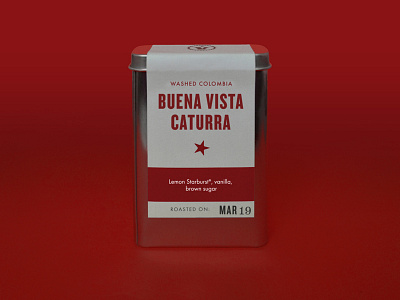 Velo Coffee Sample Tin Packaging - Buena Vista Caturra chattanooga coffee packaging sample tin velo