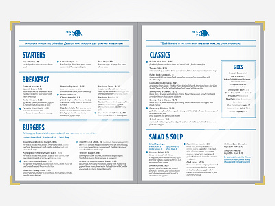 Blue Plate Menu Design american chattanooga diner food menu print