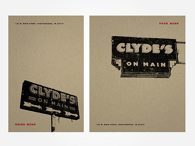 Clyde's On Main Menu Design