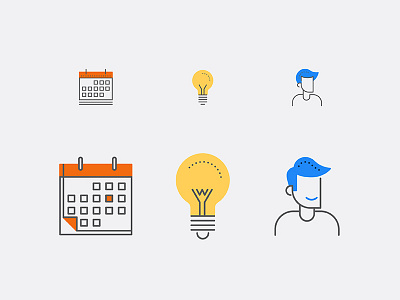 Illustration Style 1 calendar icon illustration light bulb person user