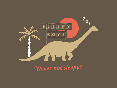 Prehistoric Sleepy Boy dino dinosaur illustration palm tree shirt sleepy the sleepy boys club tired typography