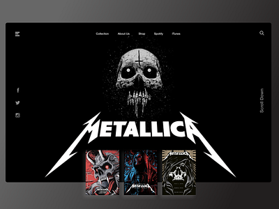 Metallica adobexd album cover brand and identity branding dark app dark mode dark theme dark ui design fan art flat metallica minimal music app typography vector web website