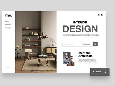Interior Design portal adobexd brand and identity branding design flat interior minimal typography ui vector website