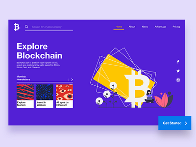 Explore Blockchain adobexd banking blockchain brand and identity branding crypto crypto wallet cryptocurrency cryptocurrency app design finance fintech illustration typography ui vector web website