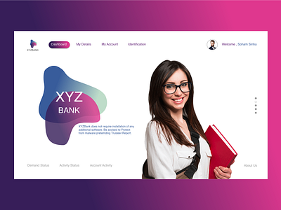 XYZ Bank Landing page adobexd brand and identity branding design fintech india minimal typography ui web website