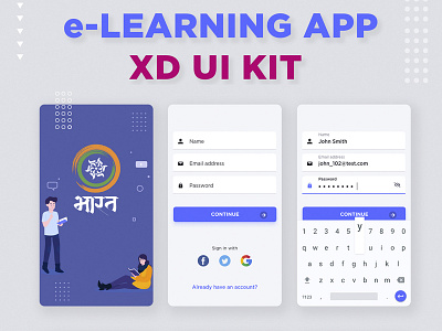 e-Learning App XD UI Kit app branding e learning app inspirational interaction design ios 11 learning app ui ui kit ux xd