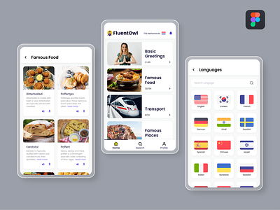 Basic Language Learning App app app design branding clean design figma design inspirational interaction design language app learning app learning platform minimal minimalist mobile app mobile app design tourism ui ux visual design