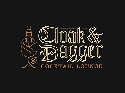 Cloak & Dagger logo bar blackletter brand branding cocktail cocktail bar customtype goth icon lettering logo logotype rose type typography