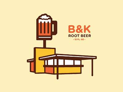 B&K Rootbeer beer illustration mug root beer rootbeer thick lines