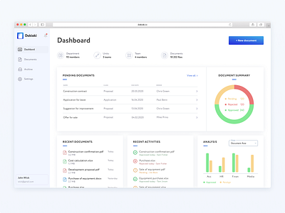 Document Management System Dokioki — dashboard app clean dashboad design document managment minimal system ui web