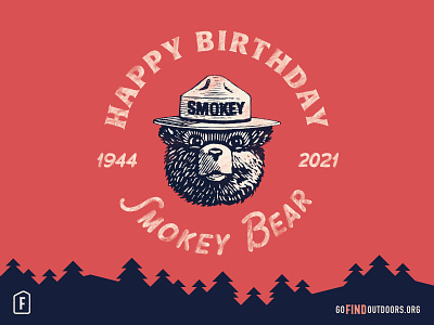 Happy Birthday Smokey! badge bear find outdoors lettering mountains outdoors smokey bear social media
