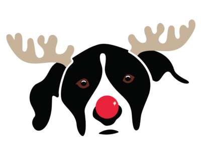 Hossa the Red Nosed Reindeer christmas dog dog illustration illustration reindeer