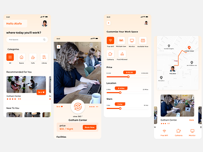 Coworking Space Booking App app cowork coworker coworking coworking app coworking space design designchallenge designer designwich ui uidesign uidesign uiuxdesign adobexd uiux ux