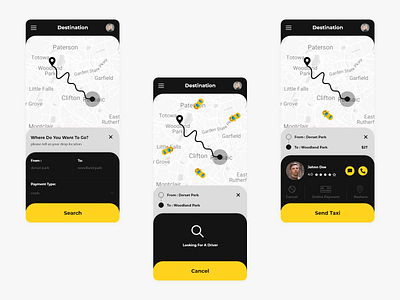 Online Taxi Booking App app booking booking system design designchallenge designer designwich online taxi taxi taxi app taxi booking app template travel trip trippy ui uidesign uiuxdesign adobexd ux