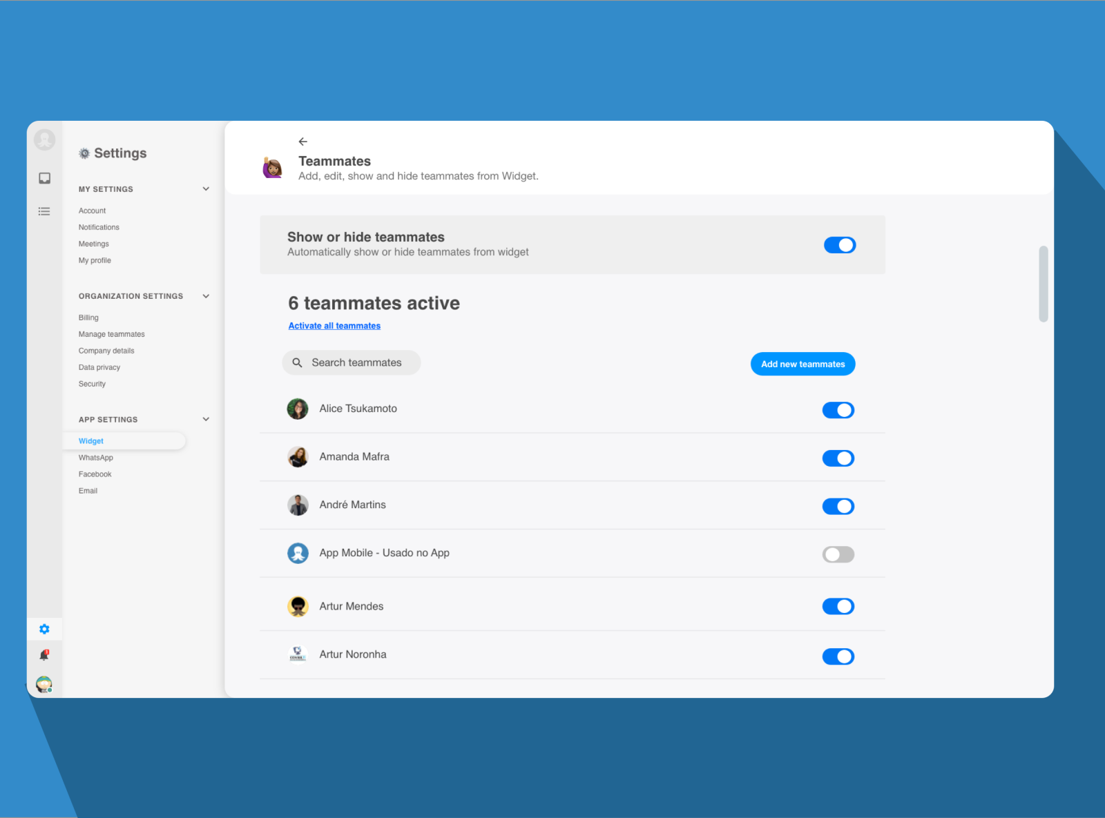 Chat configuration by Rafael Neves on Dribbble