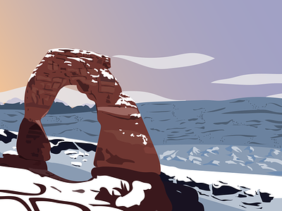 Delicate Arch adobe illustrator arches national park archesnationalpark arhces delicate arch illustrator national parks nature nature illustration np sunset the arches vector art vector illustration