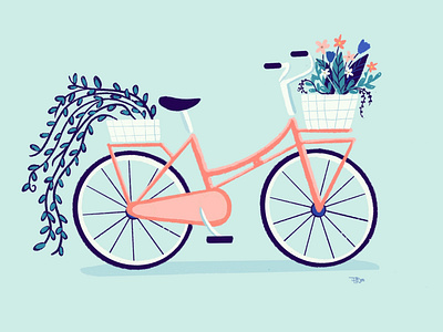 Pink Bicycle with Flowers