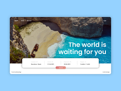 Travel Landing Page Concept | molvin.design branding design figma figmadesign flat minimal typography vector web website