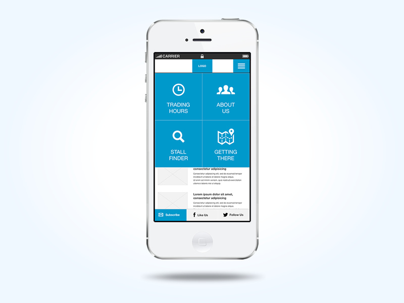 Mobile Wireframe & Prototype - Prahran Market iphone axure mobile responsive market blue wireframe prototype interactions user-experience