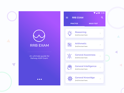 RRB Exam adobe xd android app app branding illustraor mobile app ui